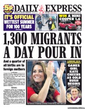 Daily Express (UK) Newspaper Front Page for 31 August 2012
