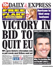 Daily Express (UK) Newspaper Front Page for 3 October 2011