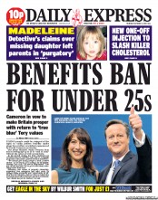 Daily Express Newspaper Front Page (UK) for 3 October 2013