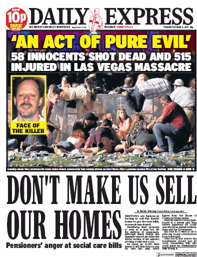 Daily Express Newspaper Front Page (UK) for 3 October 2017
