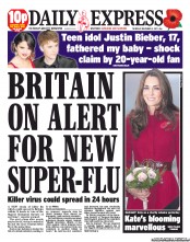 Daily Express (UK) Newspaper Front Page for 3 November 2011