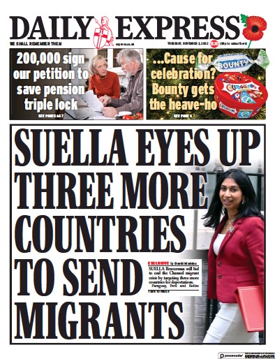 Daily Express Newspaper Front Page (UK) for 3 November 2022