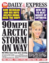 Daily Express (UK) Newspaper Front Page for 3 December 2013