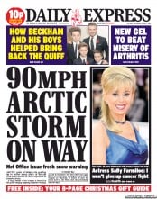 Daily Express Newspaper Front Page (UK) for 3 December 2013