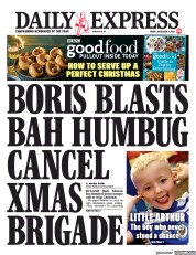 Daily Express (UK) Newspaper Front Page for 3 December 2021