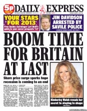 Daily Express Newspaper Front Page (UK) for 3 January 2013
