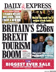 Daily Express (UK) Newspaper Front Page for 3 January 2020