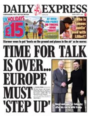 Daily Express front page for 3 March 2025