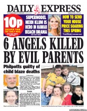 Daily Express (UK) Newspaper Front Page for 3 April 2013