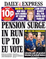 Daily Express (UK) Newspaper Front Page for 3 May 2016