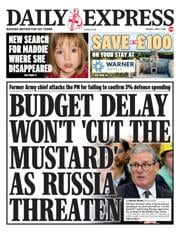 Daily Express front page for 3 June 2025