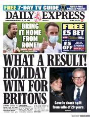Daily Express (UK) Newspaper Front Page for 3 July 2021