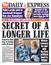 Daily Express Newspaper Front Page (UK) for 3 August 2011