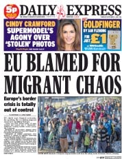 Daily Express Newspaper Front Page (UK) for 3 September 2015