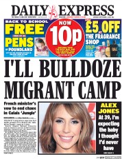 Daily Express (UK) Newspaper Front Page for 3 September 2016
