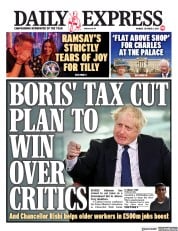 Daily Express (UK) Newspaper Front Page for 4 October 2021