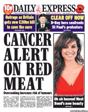Daily Express (UK) Newspaper Front Page for 4 November 2011