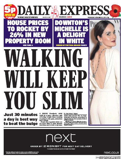 Daily Express Newspaper Front Page (UK) for 4 November 2015