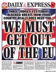 Daily Express (UK) Newspaper Front Page for 4 November 2016