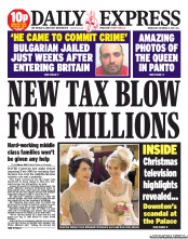 Daily Express (UK) Newspaper Front Page for 4 December 2013