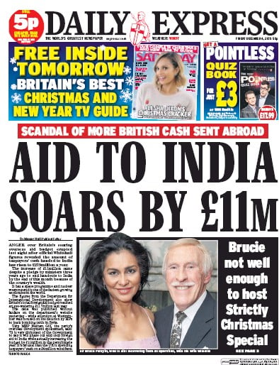 Daily Express Newspaper Front Page (UK) for 4 December 2015