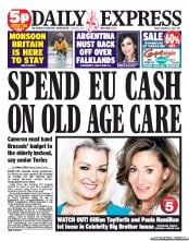 Daily Express (UK) Newspaper Front Page for 4 January 2013