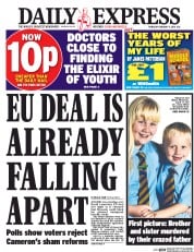 Daily Express (UK) Newspaper Front Page for 4 February 2016