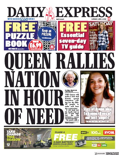 Daily Express Newspaper Front Page (UK) for 4 April 2020