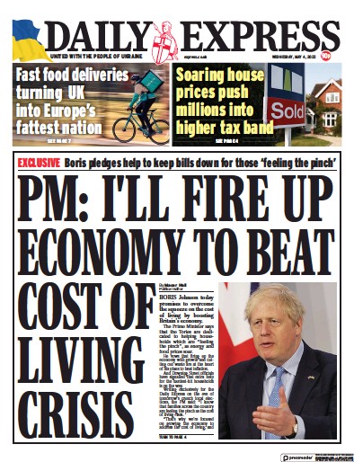 Daily Express Newspaper Front Page (UK) for 4 May 2022