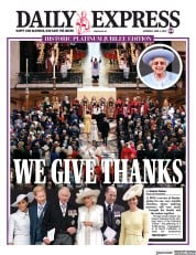 Daily Express (UK) Newspaper Front Page for 4 June 2022