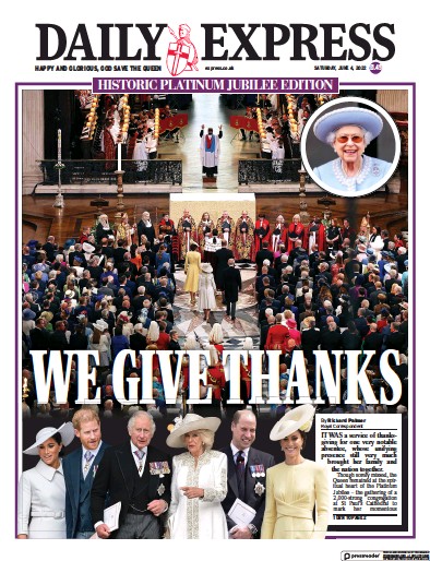 Daily Express Newspaper Front Page (UK) for 4 June 2022