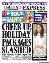 Daily Express (UK) Newspaper Front Page for 4 July 2011