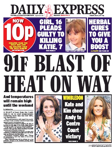 Daily Express Newspaper Front Page (UK) for 4 July 2017
