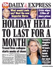 Daily Express (UK) Newspaper Front Page for 4 August 2011
