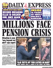 Daily Express (UK) Newspaper Front Page for 4 September 2012