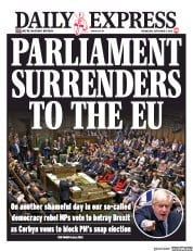 Daily Express (UK) Newspaper Front Page for 4 September 2019