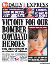 Daily Express (UK) Newspaper Front Page for 5 October 2012