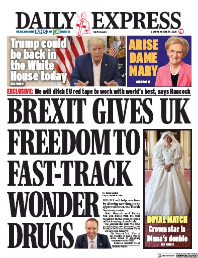 Daily Express Newspaper Front Page (UK) for 5 October 2020