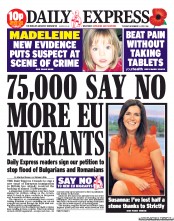 Daily Express (UK) Newspaper Front Page for 5 November 2013