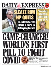 Daily Express (UK) Newspaper Front Page for 5 November 2021