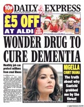 Daily Express (UK) Newspaper Front Page for 5 December 2013