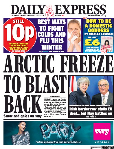 Daily Express Newspaper Front Page (UK) for 5 December 2017