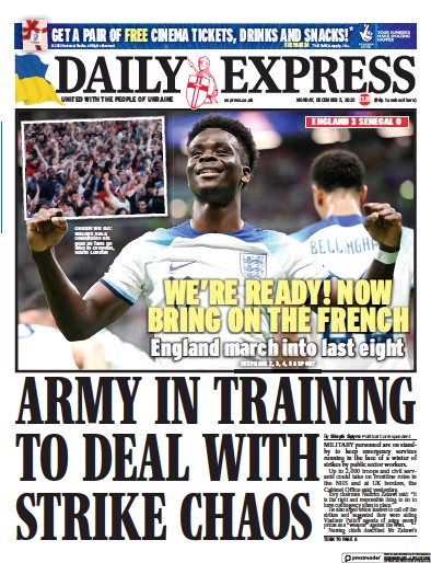 Daily Express Newspaper Front Page (UK) for 5 December 2022