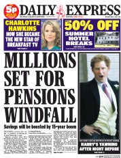 Daily Express (UK) Newspaper Front Page for 5 May 2014