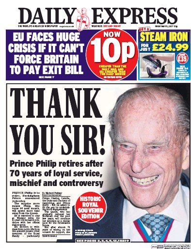 Daily Express Newspaper Front Page (UK) for 5 May 2017