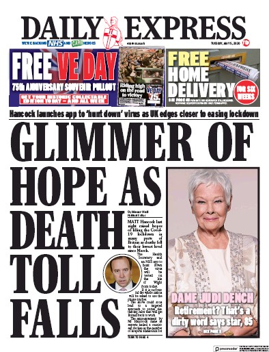 Daily Express Newspaper Front Page (UK) for 5 May 2020