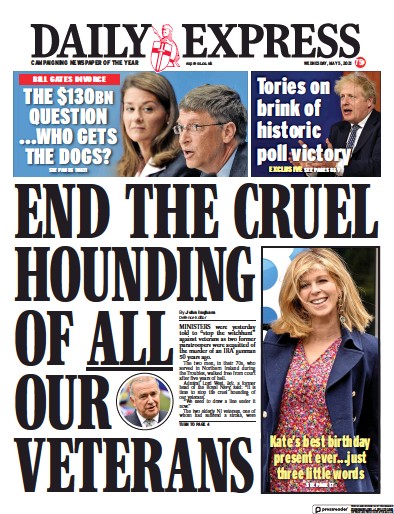 Daily Express Newspaper Front Page (UK) for 5 May 2021