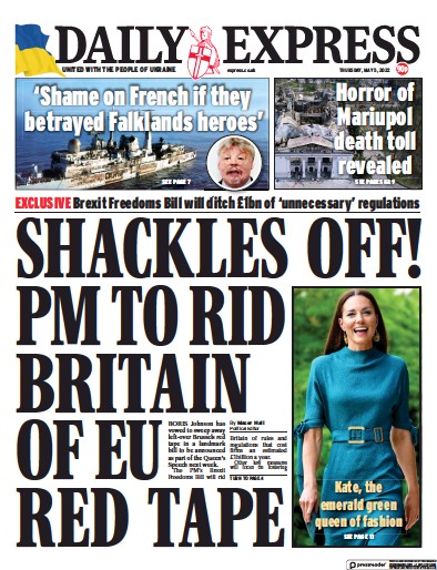 Daily Express Newspaper Front Page (UK) for 5 May 2022