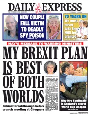 Daily Express (UK) Newspaper Front Page for 5 July 2018