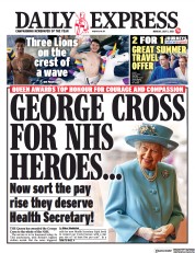 Daily Express (UK) Newspaper Front Page for 5 July 2021
